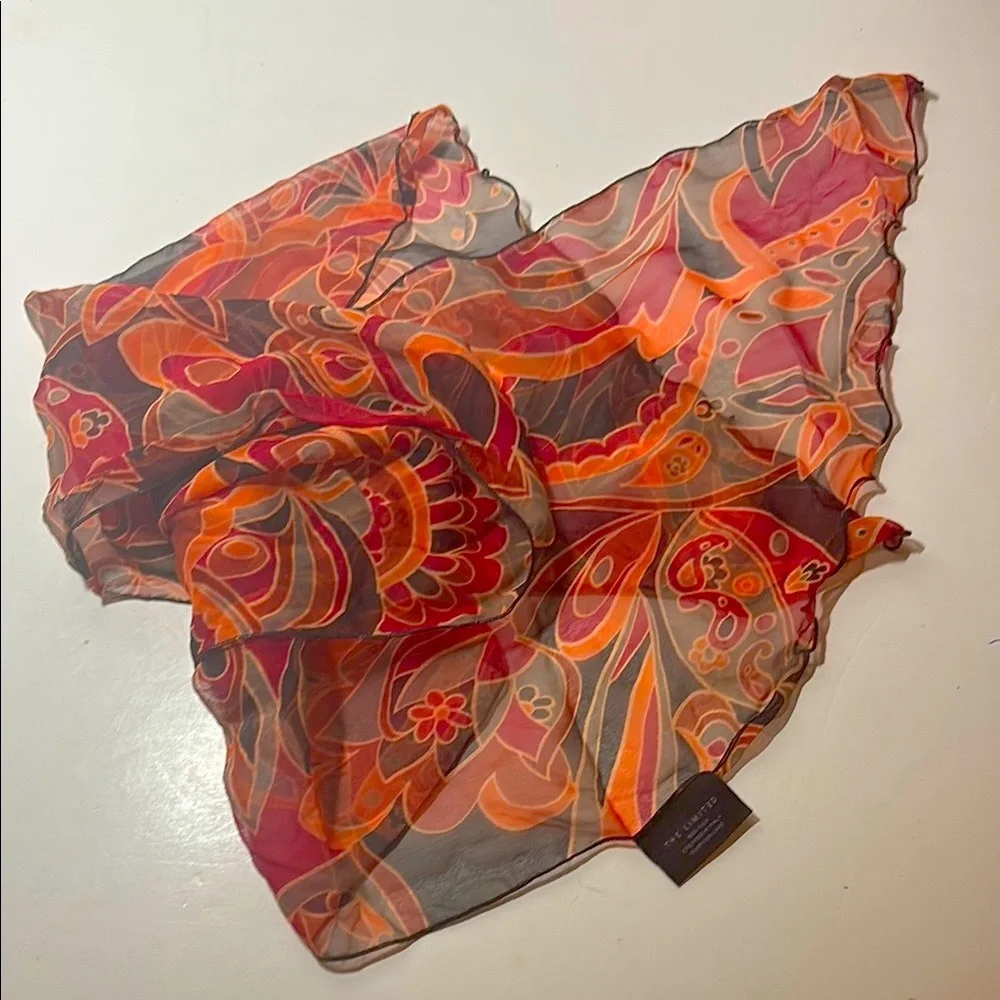 The Limited Red and Orange Silk Scarf with Elegant Design